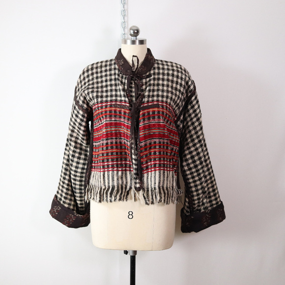 Vintage Jackets & Blazers - ❌SOLD❌vintage ethnic plaid woven wool jacket S/M